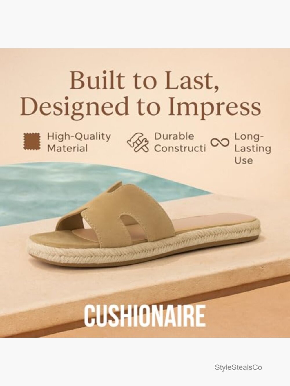 Suede Cutout Espadrille Slide Sandals with Cushioned Footbed - Picture 4 of 7